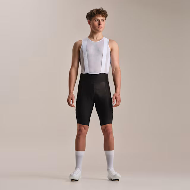 Man wearing Rapha Bib