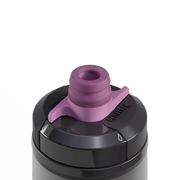 purple and black water bottle product image top, with camelbak logo