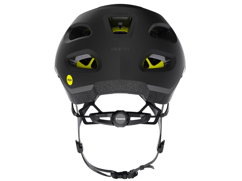 Black helmet with yellow accents on a white background