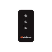 JetBlack Trainer Fan remote showing power button and up‑down airflow controls on white background.