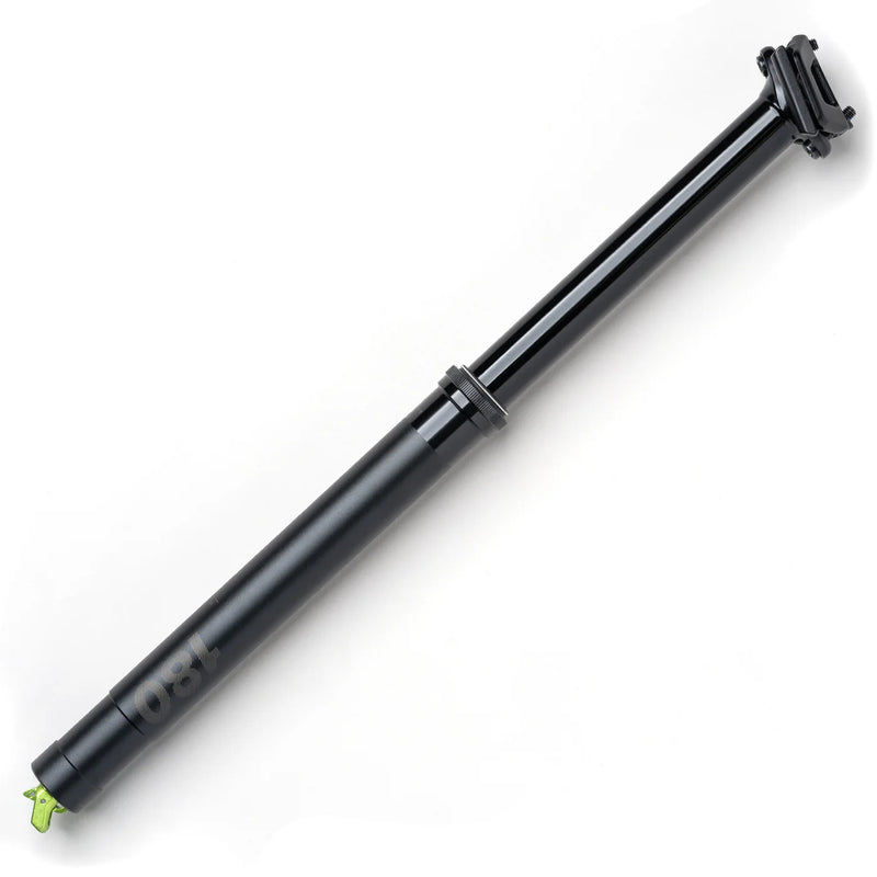 Black bicycle shock absorber on a white background