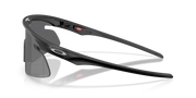Black sunglasses with a reflective lens on a clear background