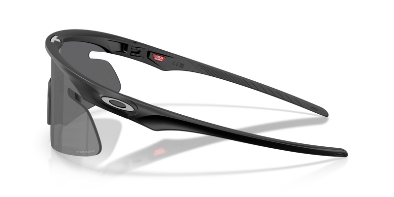 Black sunglasses with a reflective lens on a clear background