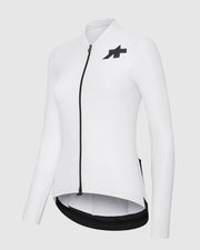 White cycling long-sleeved jersey with black accents on a light gray background