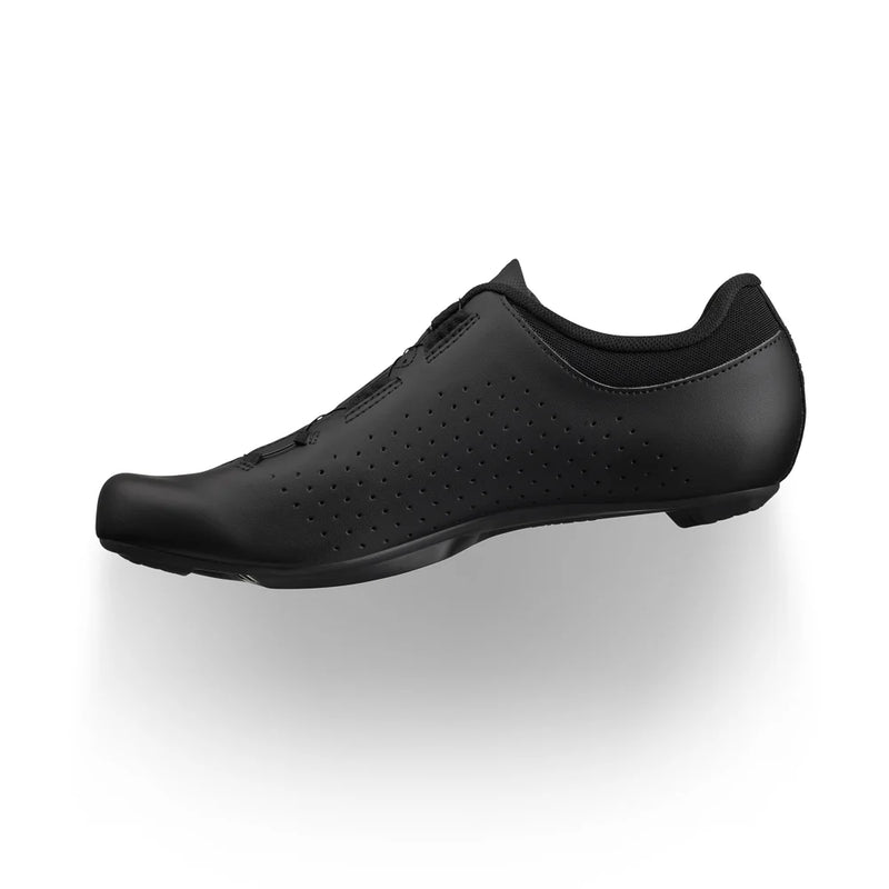 Black cycling shoe on a white background