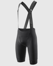 Black cycling bib shorts on a light gray background
