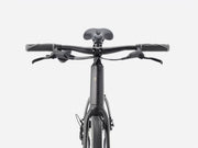 Black hybrid fitness bicycle on a white background