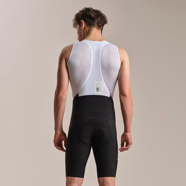 Man wearing Rapha Bib, Back