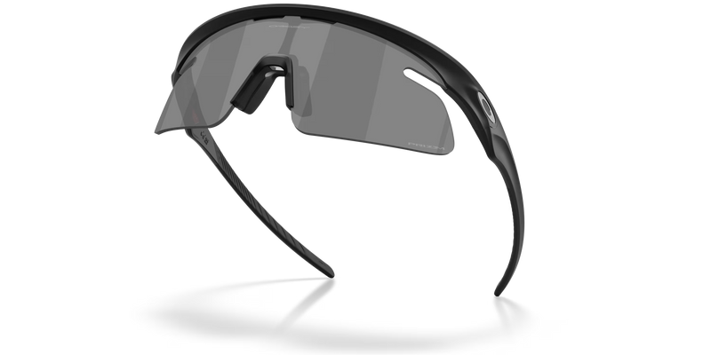 Black sunglasses with a reflective lens on a white background