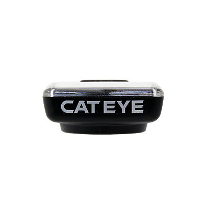 Side of of top of CatEye cycling computer, logo visible