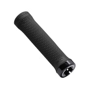 Black bicycle handlebar grip on a white background