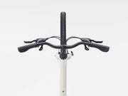 Bicycle handlebar with white frame on a light gray background