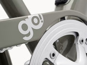 Closeup of bike go! branding (Electra Loft Go! 7D EQ Step-Over)