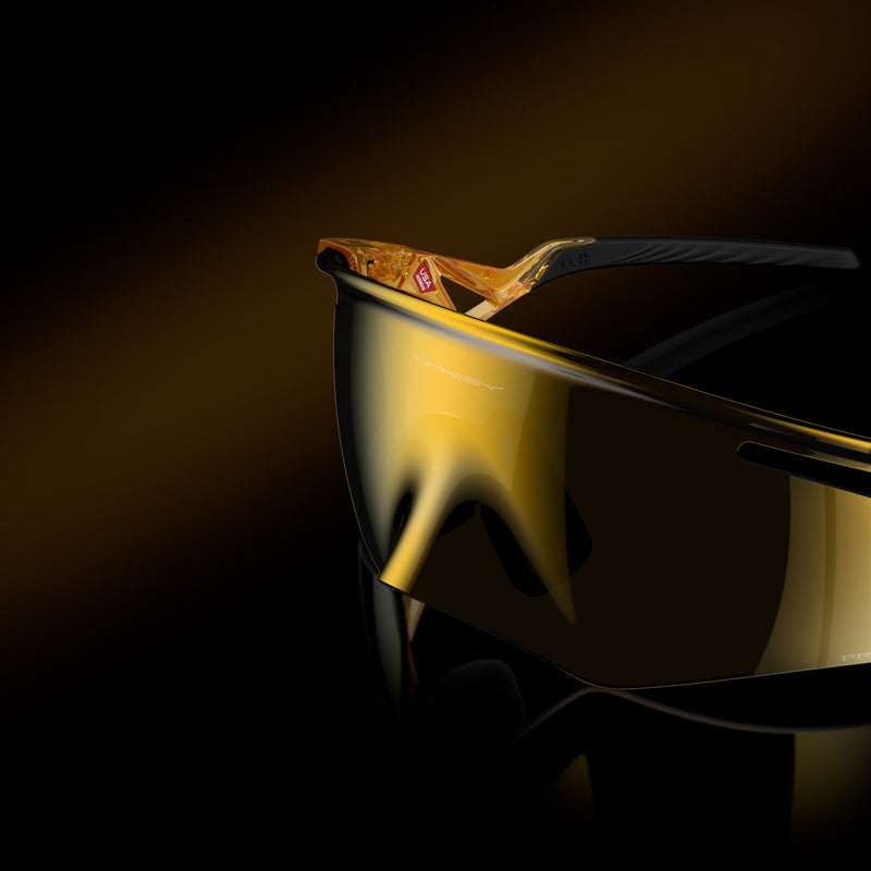 Black container with a reflective surface on a dark background