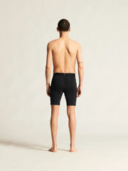 Full-length back view of man wearing black Craft Everyday Bike Liner Shorts showing the waistband and seat stitching