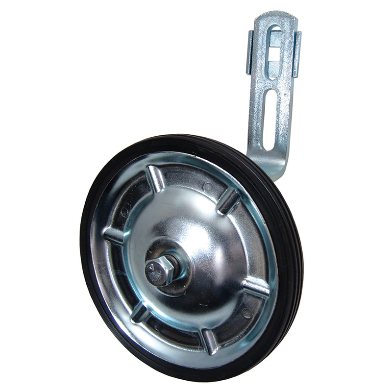 Product image of training wheel: steel component with a black tire