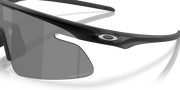 Close-up of a black sunglasses with a reflective lens on a transparent background