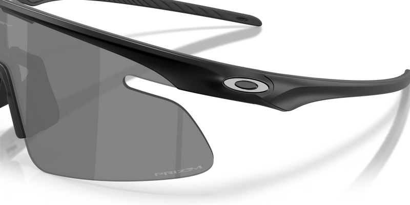 Close-up of a black sunglasses with a reflective lens on a transparent background