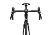 Black bicycle handlebar and fork on a white background