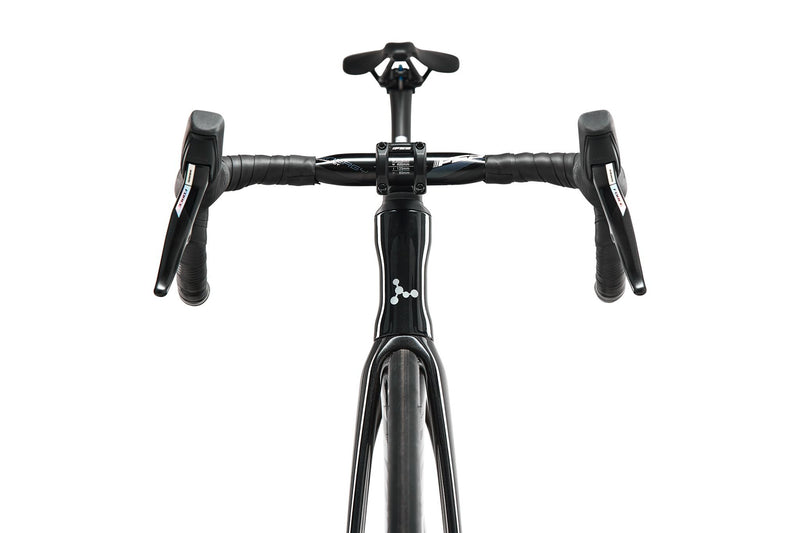 Black bicycle handlebar and fork on a white background