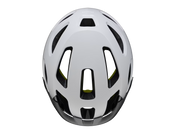 White helmet with black accents on a transparent background