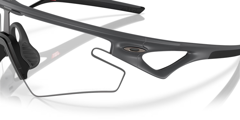Black sunglasses with a reflective lens on a white background