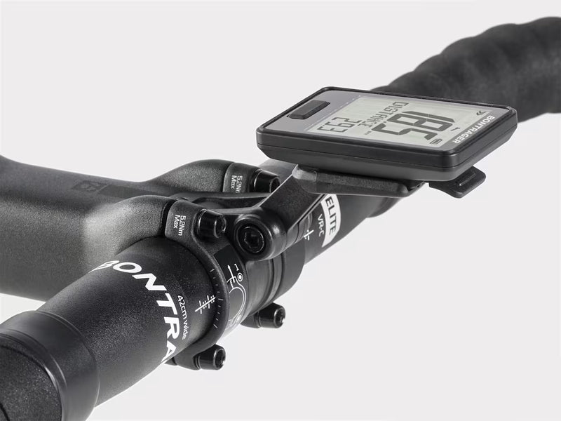 Bontrager Elite Blendr stem with Blendr-compatible cycling computer mounting example