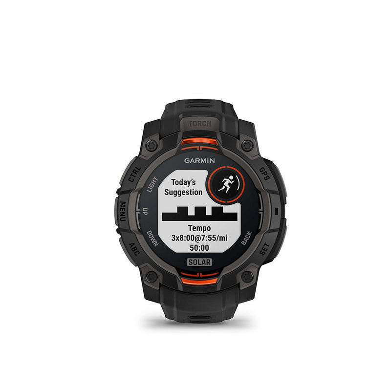 Garmin smartwatch with display on a white background
