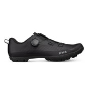 Black cycling shoe with 'fi'zi:k' branding on a white background