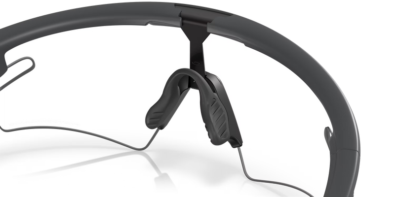 Black motorcycle helmet with clear visor on a white background