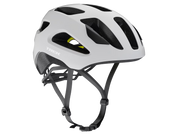 White bicycle helmet with black accents on a transparent background