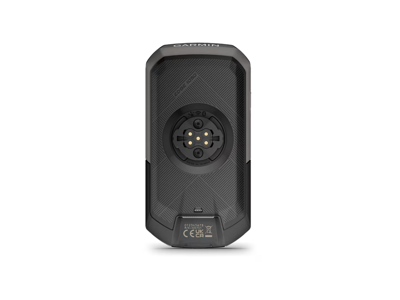 Garmin Edge 1050 GPS cycling computer, rear view showing integrated mount and textured housing