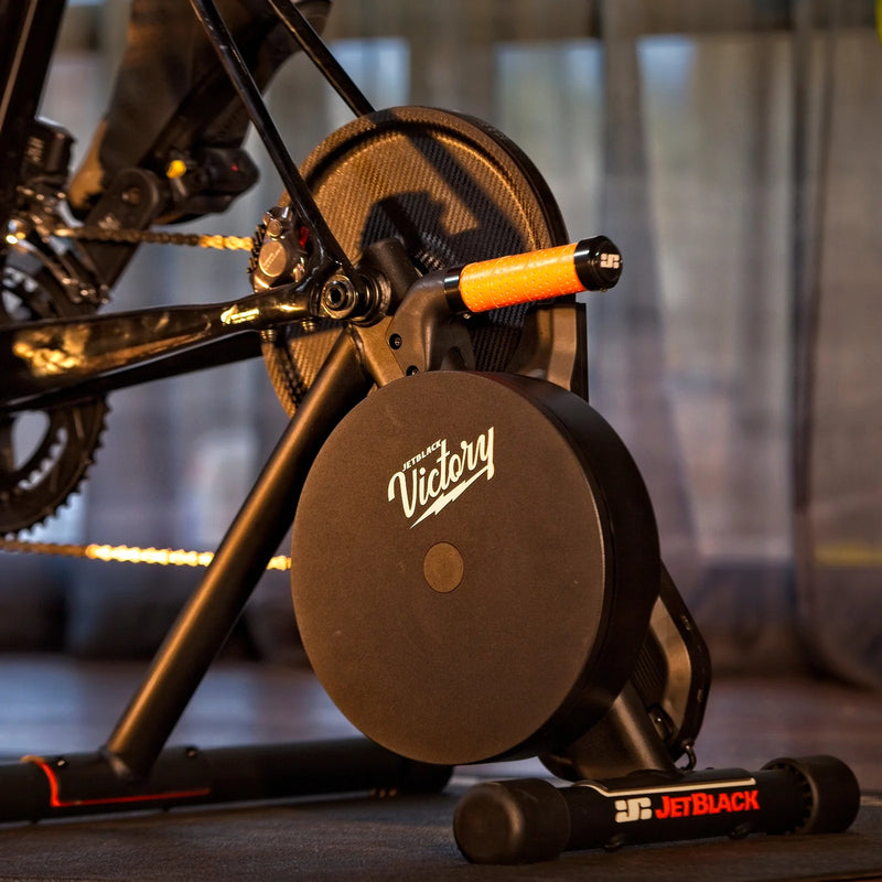 JetBlack Victory set up in a gym‑style room with a bike mounted