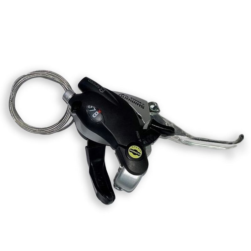 Shimano ST‑EF29 right shifter and V‑brake lever, 8‑speed model on a white background