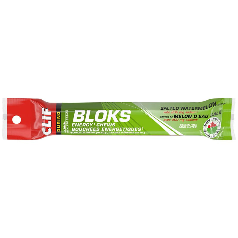 Clif Bloks energy chew package on a white background