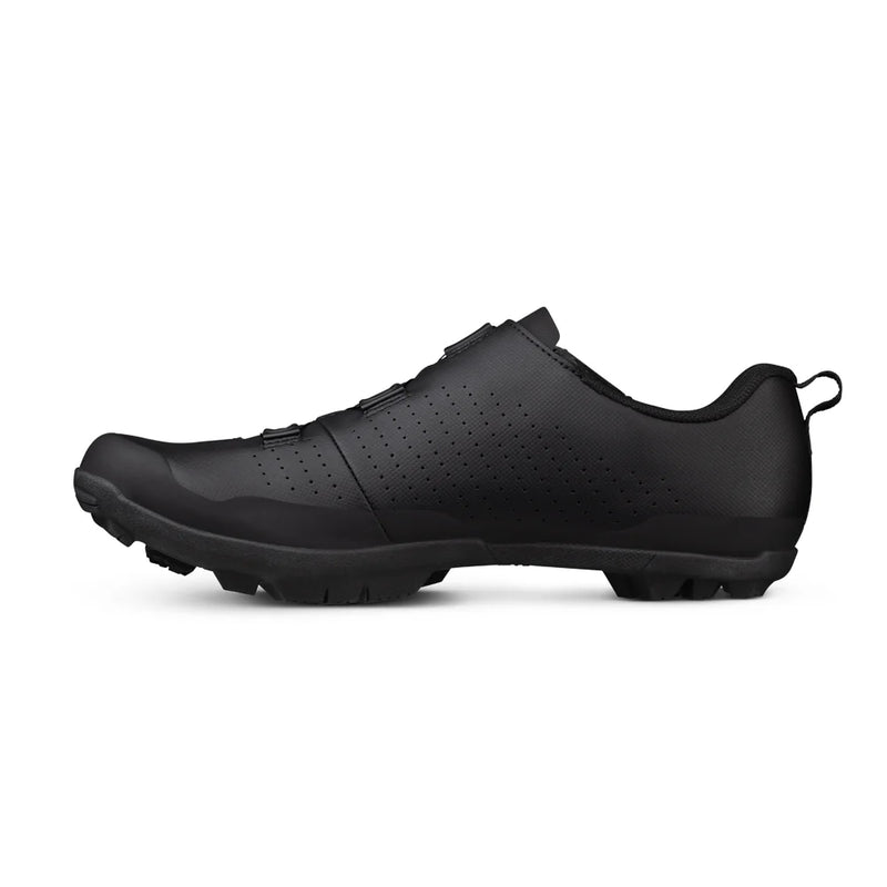 Black cycling shoe on a white background