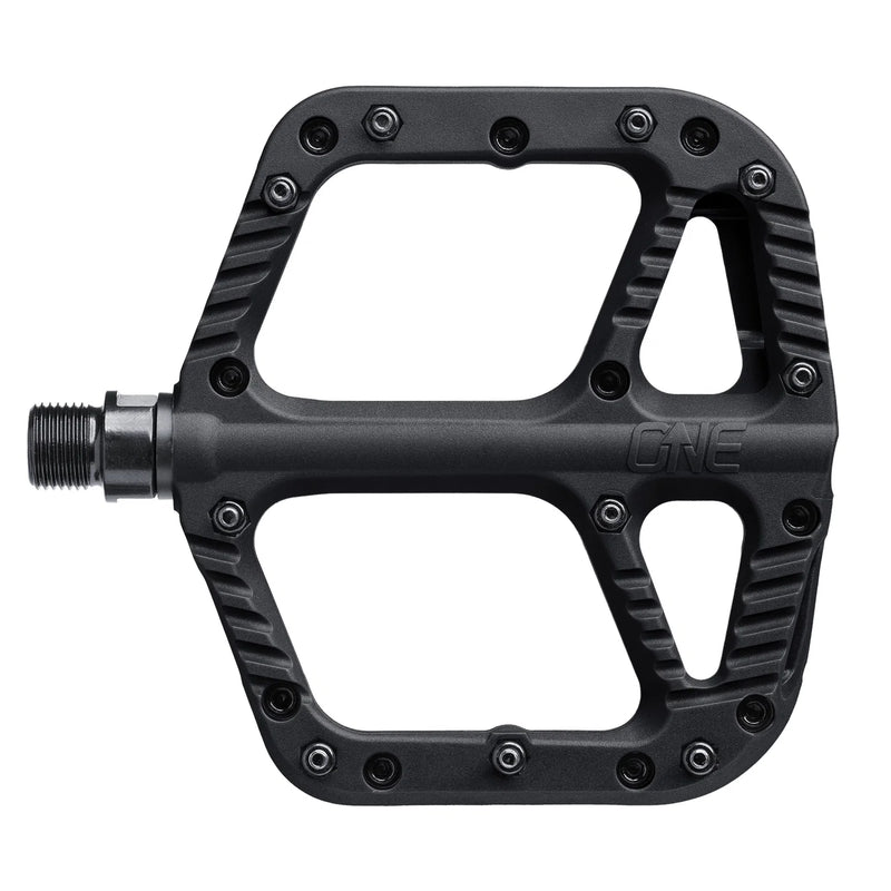Black bicycle pedal with 'One' branding on a white background