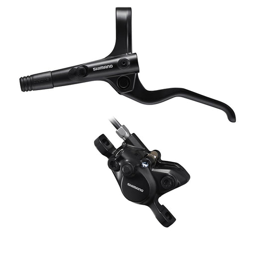Shimano bicycle brake lever and caliper on a white background