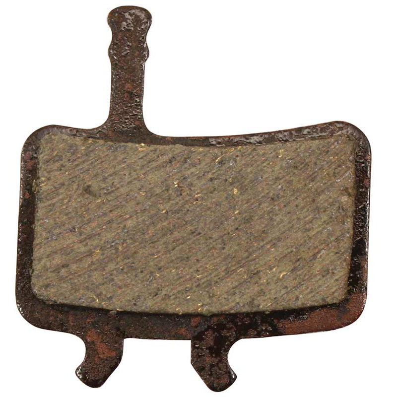 Avid Juicy/BB7 organic disc brake pads with aluminum backplates, front view on white background