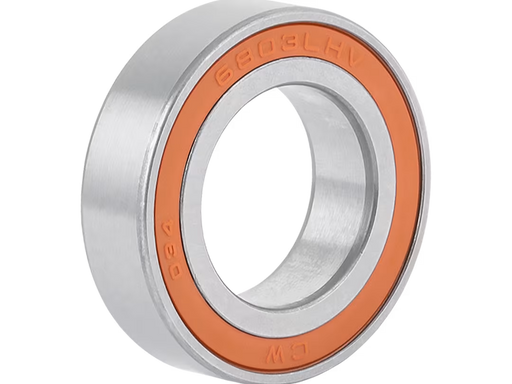 A silver metal bearing with a bright orange inner ring, shown on a clean white background.