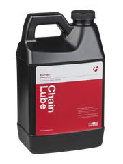 A 1-gallon black plastic jug of Bontraper Chain Lube with a red and white label, shown on a clean white background.