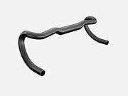 A black drop handlebar with a matte finish, shown against a plain light gray background.