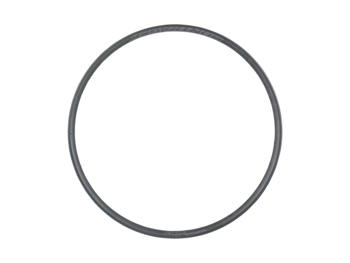 Black circular object on a white background