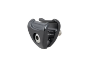 Black metal clip on a white background