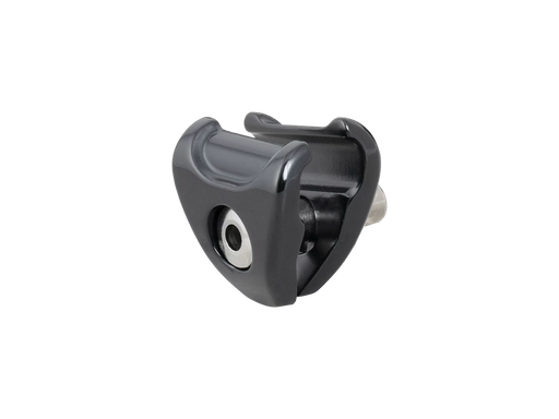 Black metal clip on a white background