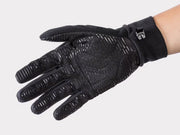 Bontrager Circuit Women's Windshell Cycling Gloves, black glove showing the textured palm and padded surface on a white background
