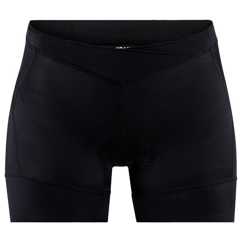 Craft Essence Hot Pants W black women’s cycling shorts with curved waistband, interior panels and detailed stitching on a white background.