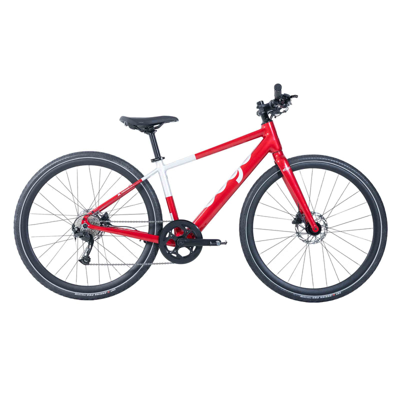 Red bicycle on a white background