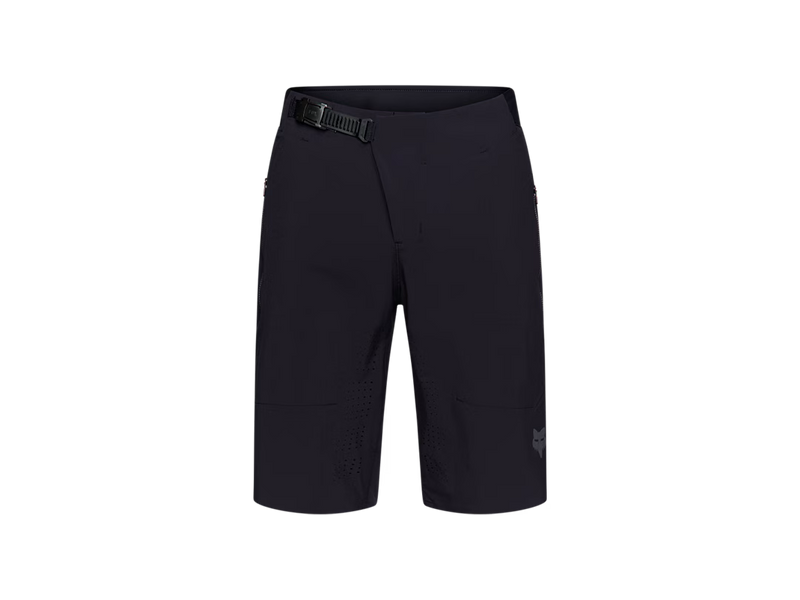 Black technical outdoor shorts with a black belt, shown on a plain white background.