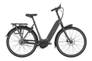 Gazelle Arroyo C5 Elite Low G3710 electric bike in Anthracite Grey, side view with handlebars facing right
